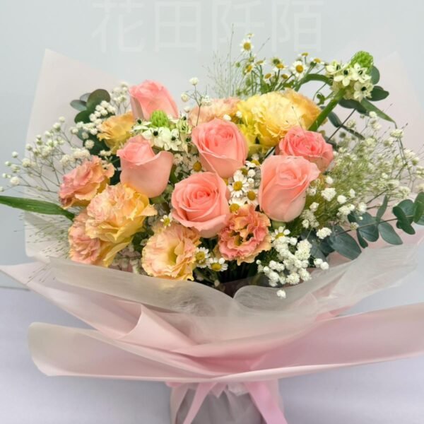 粉玫瑰花束