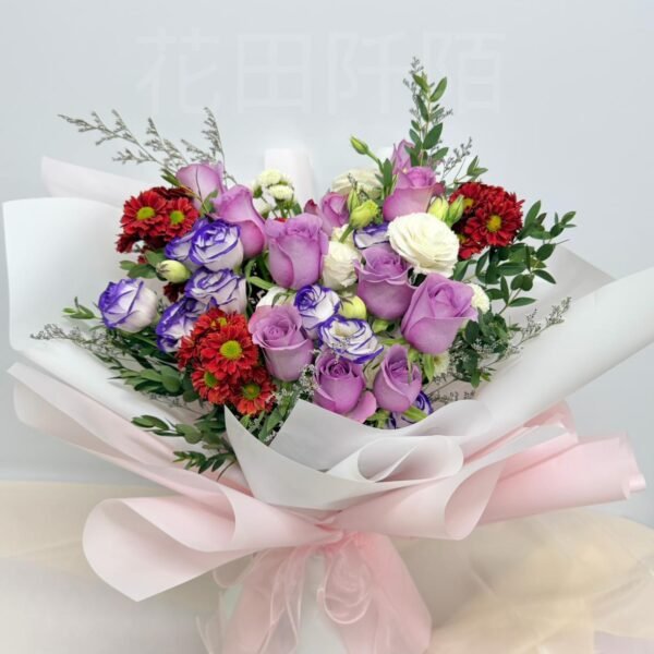 12枝紫玫瑰花束